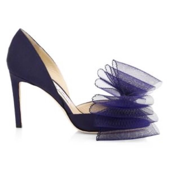 BRAND NEW JIMMY CHOO ADESU TULLE BOW PUMPS IN NAVY - Picture 2 of 2